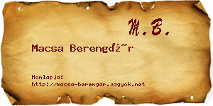 Macsa Berengár névjegykártya